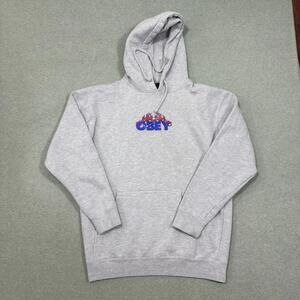 Obey Hoodie Men Medium Gray Y2K Skater Grunge